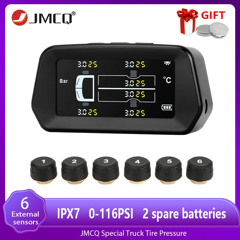 JMCQ 6 sensors Big screen Truck TPMS Alarm Tire Pressure Sensor Monitoring System Solar Power Auto Security Tyre Pressure tpms
JMCQ 6 sensors Big screen Truck TPMS Alarm Tire Pressure Sensor Monitoring System Solar Power Auto Security Tyre Pressure tpms