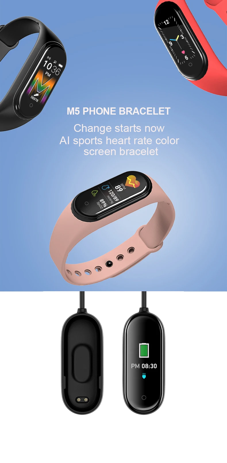 M5 Smart Band Women Men Bluetooth Call Music Smart Band Waterproof Heart Rate Blood Pressure Health Wristband Smart Bracelet
M5 Smart Band Women Men Bluetooth Call Music Smart Band Waterproof Heart Rate Blood Pressure Health Wristband Smart Bracelet