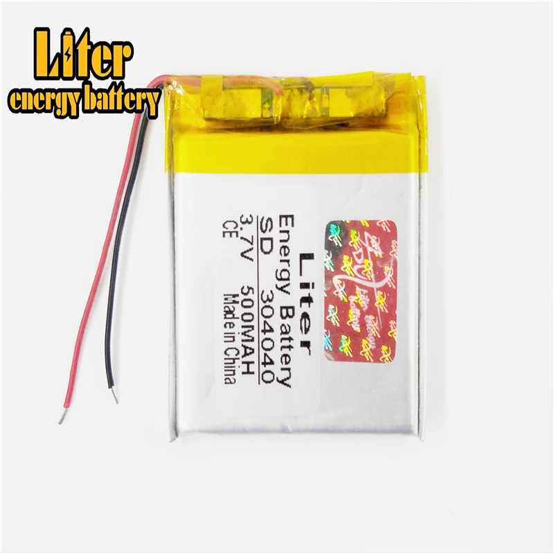 3.7V 500mAh 304040 lipo polymer lithium Rechargeable battery for MP3 GPS DVD bluetooth recorder headset e-book camera | Компьютеры и