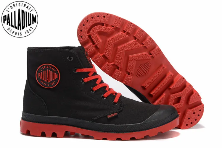 Классические парусиновые ботинки PALLADIUM Pampa черного и красного цвета ботильоны