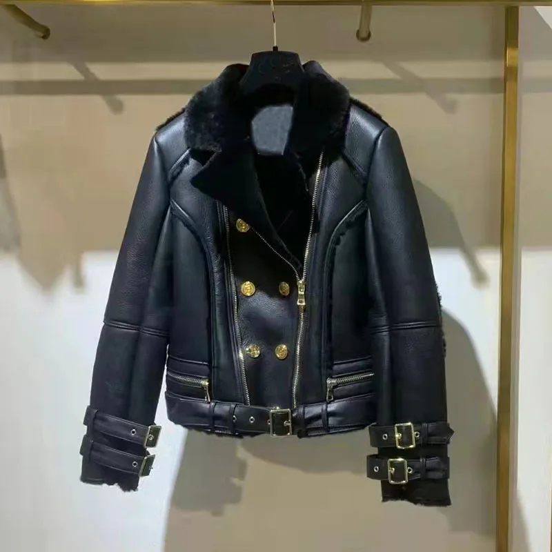 New Fashion Women Coat Winter 2022 Natural Real Sheep Fur Jacket Moto & Biker Style Double Breasted Thick Warm Overcoat Female
New Fashion Women Coat Winter 2022 Natural Real Sheep Fur Jacket Moto & Biker Style Double Breasted Thick Warm Overcoat Female