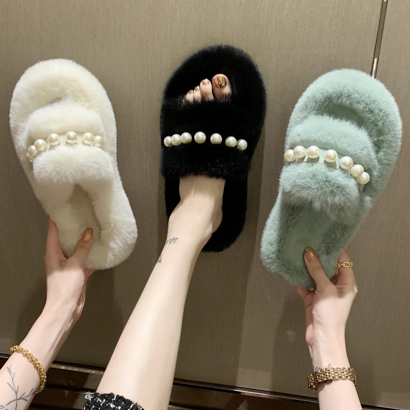 Home Slippers Women's Flock Shoes String Bead Slides Low Fashion Pantofle Fur Flip Flops Massage Soft Flat Luxury 2021 Plush Aut
Home Slippers Women's Flock Shoes String Bead Slides Low Fashion Pantofle Fur Flip Flops Massage Soft Flat Luxury 2021 Plush Aut