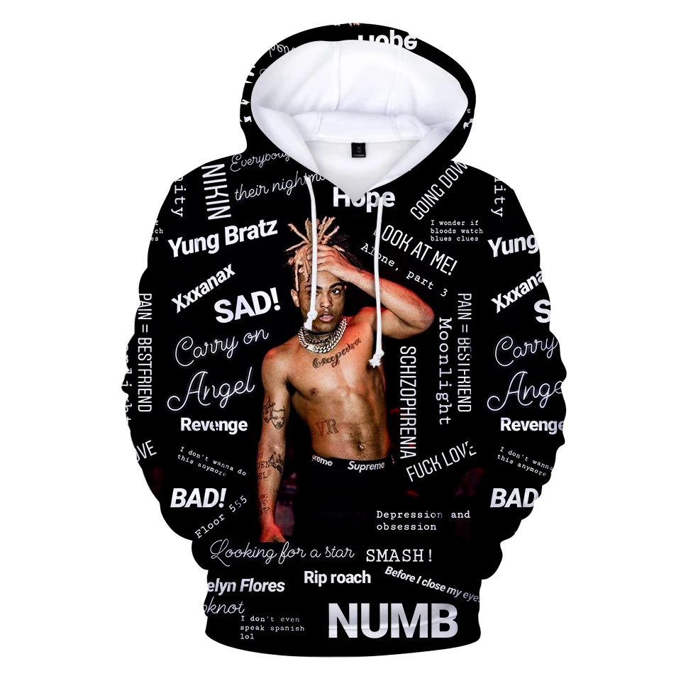 Толстовка XXXTentacion для мужчин и женщин, свитшот, худи в стиле хип-хоп, повседневный свитшот с 3D рисунком для мальчиков, мужской спортивный кост...
Толстовка XXXTentacion для мужчин и женщин, свитшот, худи в стиле хип-хоп, повседневный свитшот с 3D рисунком для мальчиков, мужской спортивный кост...
