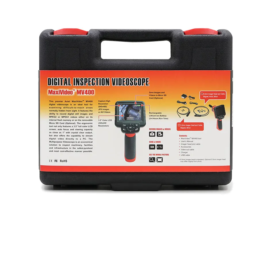Autel Maxivideo MV400 8.5mm Digital Videoscope Autel MV400 with 5.5mm diameter imager head inspection camera MV400
Autel Maxivideo MV400 8.5mm Digital Videoscope Autel MV400 with 5.5mm diameter imager head inspection camera MV400