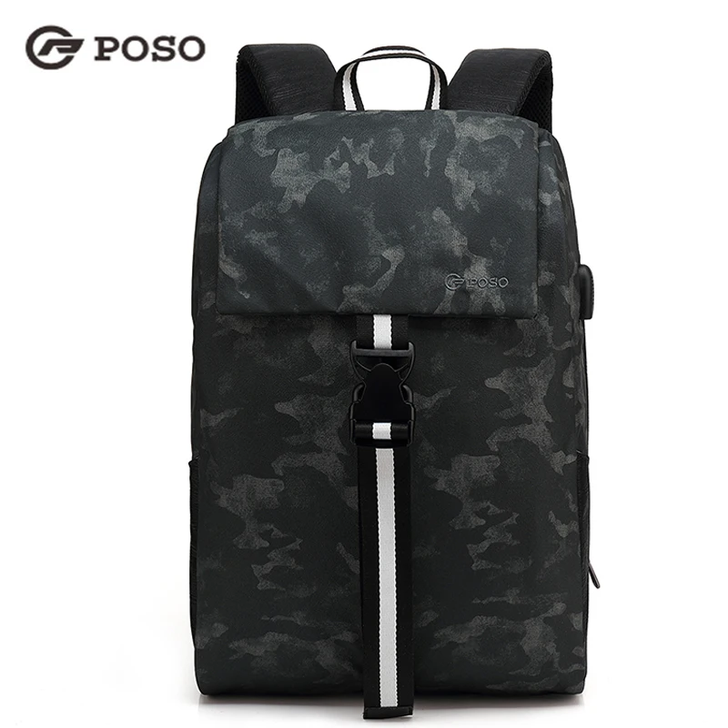 

POSO Multi-functional Travel 15.6 Inch Backpack Brand Laptop Bag Waterproof Fabric USB charging port Large Capacity Bag