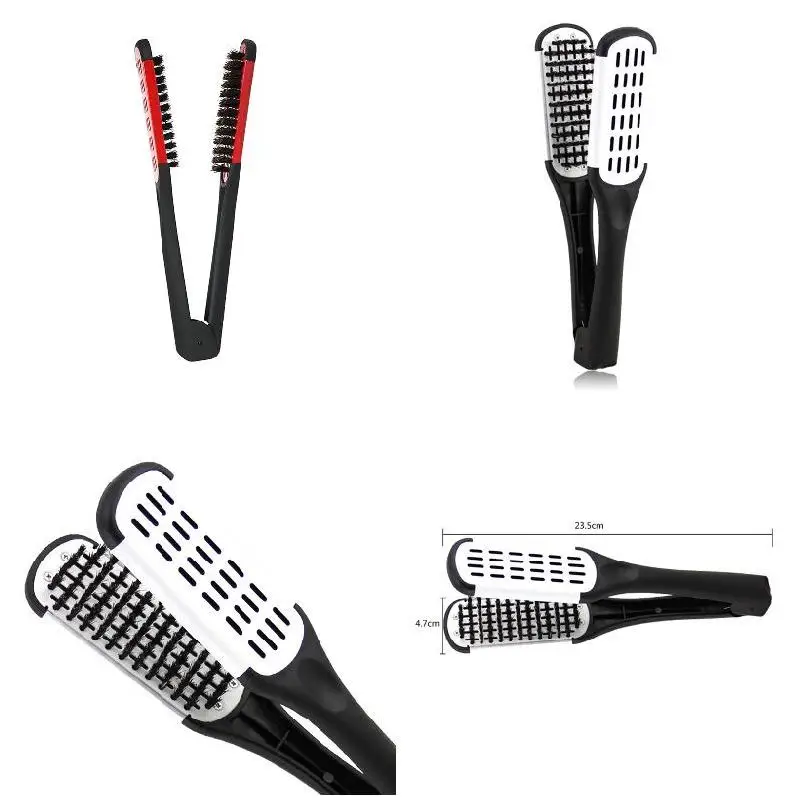 

Double Sided Hair Straightening Comb V Type Salon Straight Hairs Brush Clamp Care Anti-static Styling Hairdressing Tools MH88