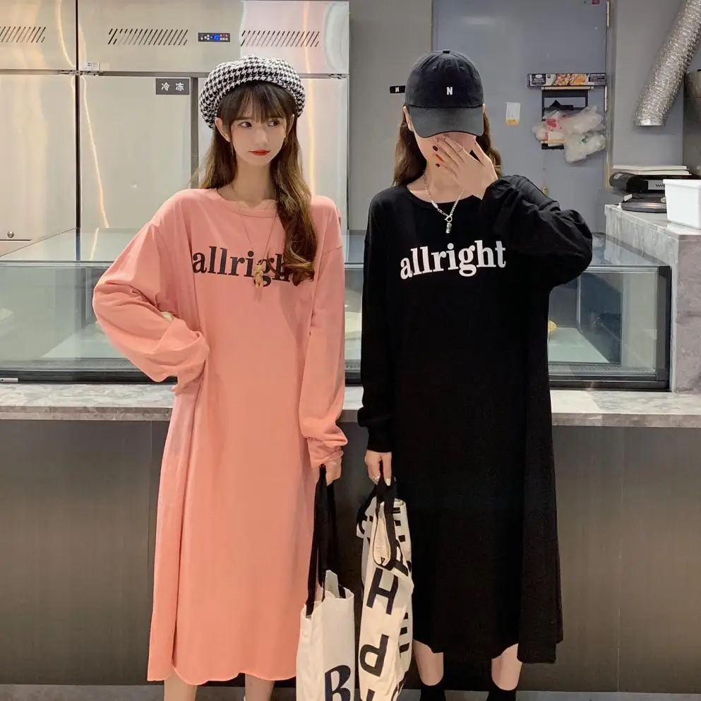 Autumn Plus Size Women's Loose Oversize T-shirt Midi Dress Solid Casual Letter Print O-Neck Sweater Dress Female Clothing M-4XL
Autumn Plus Size Women's Loose Oversize T-shirt Midi Dress Solid Casual Letter Print O-Neck Sweater Dress Female Clothing M-4XL