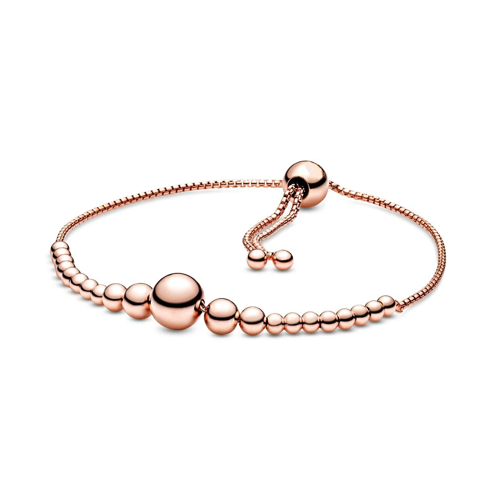 NEW 2020 100% 925 Sterling Silver Rose Gold String of Beads Sliding Bracelet Charm Fit European DIY Adjustable Original Jewelry
NEW 2020 100% 925 Sterling Silver Rose Gold String of Beads Sliding Bracelet Charm Fit European DIY Adjustable Original Jewelry