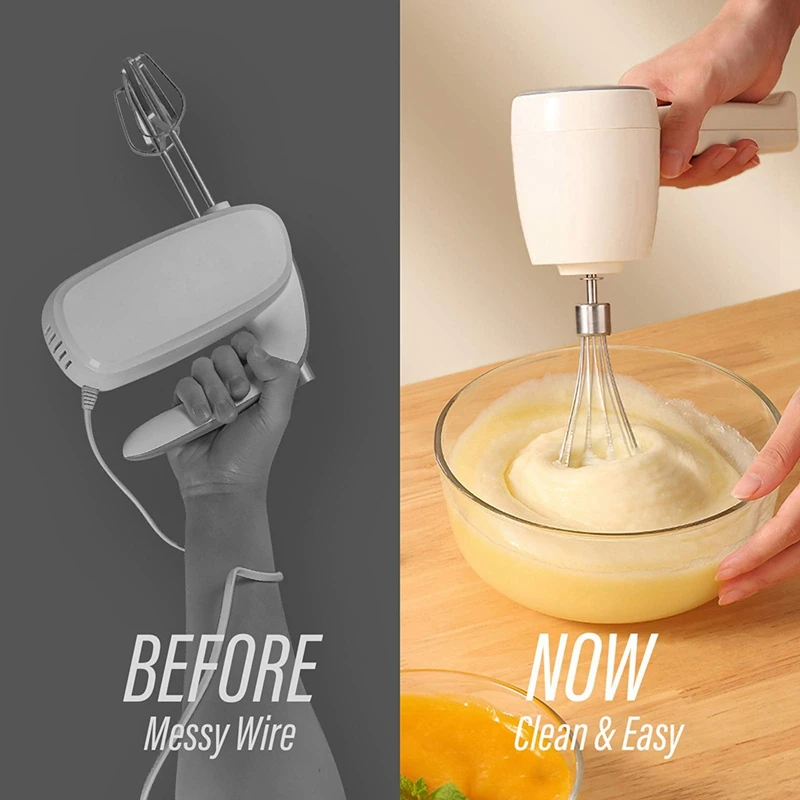 Portable Electric Hand Mixer, Five Speed Cake Mixer, Cordless Hand Mixer for Whipping and Mixing Cake Egg Cream Food
Portable Electric Hand Mixer, Five Speed Cake Mixer, Cordless Hand Mixer for Whipping and Mixing Cake Egg Cream Food