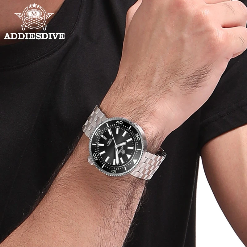 Мужские механические наручные часы ADDIES для хоккея с сапфировым стеклом 1000 м