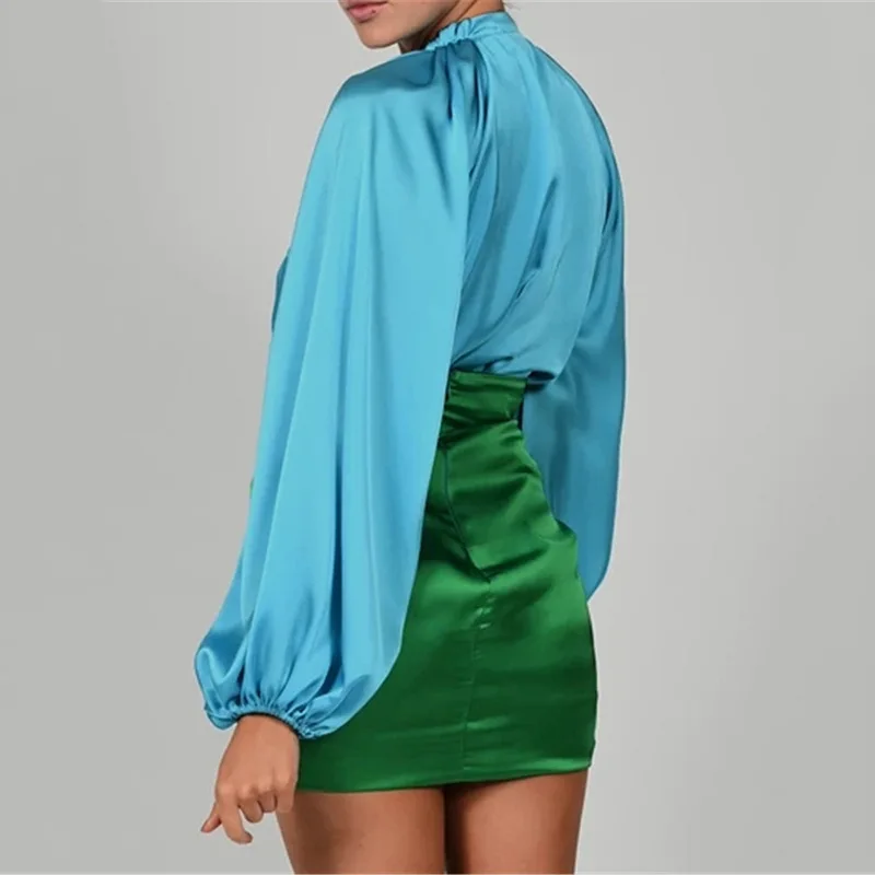 Sexy Deep V-neck Satin Two Piece Set Women Long Sleeve Top Short Skirt Sets Matching Casual Partywear Autumn Women Set
Sexy Deep V-neck Satin Two Piece Set Women Long Sleeve Top Short Skirt Sets Matching Casual Partywear Autumn Women Set