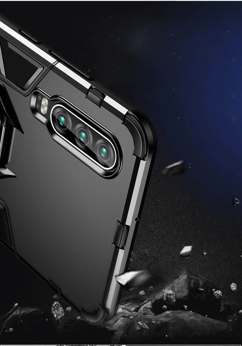Чехол для Huawei P30 сверхпрочный армированный металлический кольцевой держатель