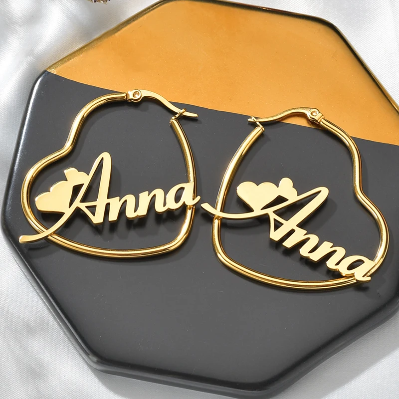 Charm Jewelry Personalized Name Earring 30mm-100mm Stainless Steel Heart Custom Earring For Women Free Shipping
Charm Jewelry Personalized Name Earring 30mm-100mm Stainless Steel Heart Custom Earring For Women Free Shipping