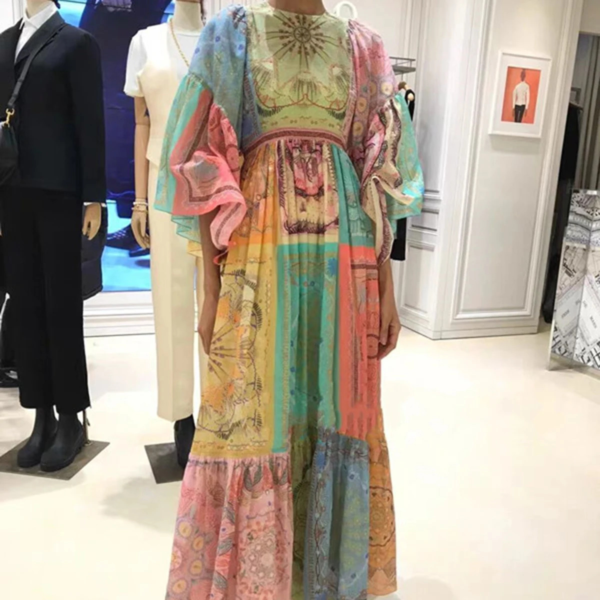 Jastie 2021 Bohemian Women Maxi Dresses O-Neck Seven Color Stitching Print Flared Sleeves Dress Fashion Prom Beach Party Dress
Jastie 2021 Bohemian Women Maxi Dresses O-Neck Seven Color Stitching Print Flared Sleeves Dress Fashion Prom Beach Party Dress