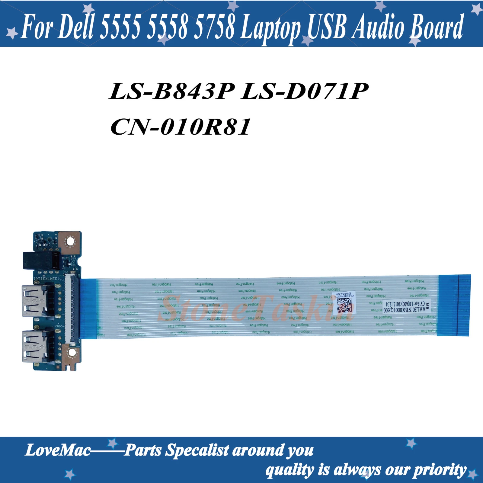 Аудиоплата USB LS-B843P, 5555, для Dell 5558, CN-010R81, 010R81, 10R81, 100%, тестирование
Аудиоплата USB LS-B843P, 5555, для Dell 5558, CN-010R81, 010R81, 10R81, 100%, тестирование