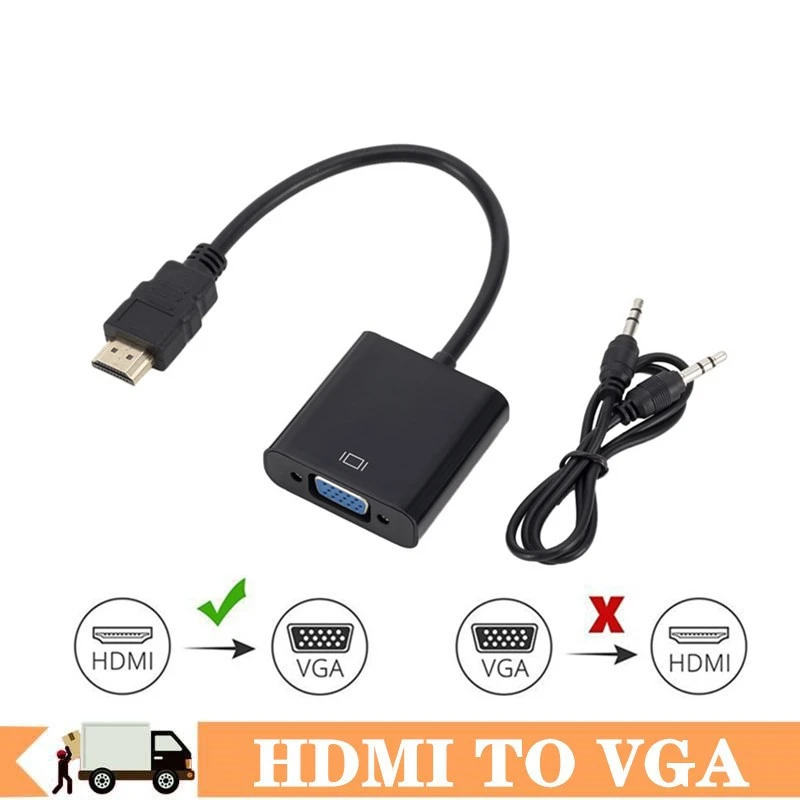 

HDMI to VGA Adapter (Male to Female) for Computer Desktop Laptop PC Monitor Projector HDTV Chromebook Raspberry Pi Roku Xbox