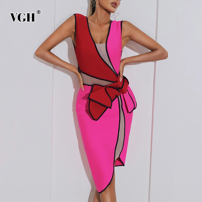 VGH Casual Slim Cut Out Patchwork Colorblock Dress Female Asymmetrical Lace Up Korean Fashion Dresses For Women Summer Style New
VGH Casual Slim Cut Out Patchwork Colorblock Dress Female Asymmetrical Lace Up Korean Fashion Dresses For Women Summer Style New