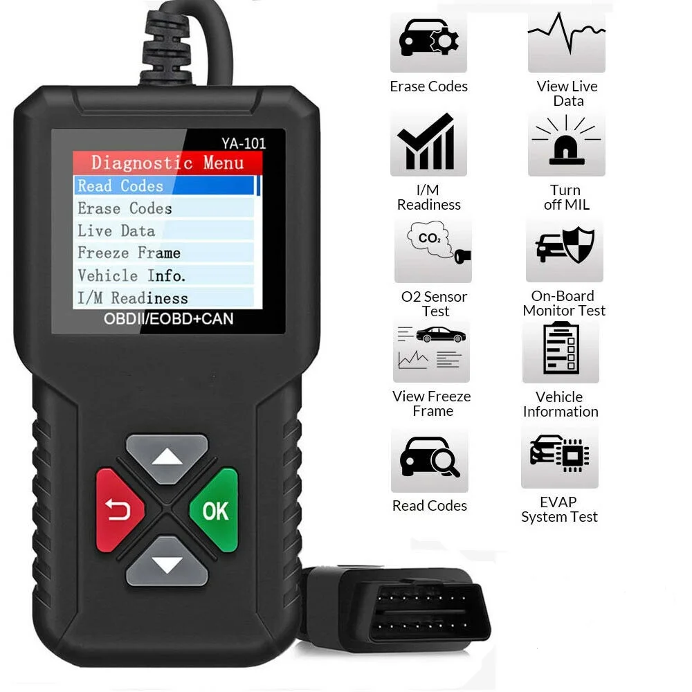 Универсальный сканер OBD II, считыватель кодов неисправности двигателя автомобиля, диагностический инструмент CAN, черный
Универсальный сканер OBD II, считыватель кодов неисправности двигателя автомобиля, диагностический инструмент CAN, черный