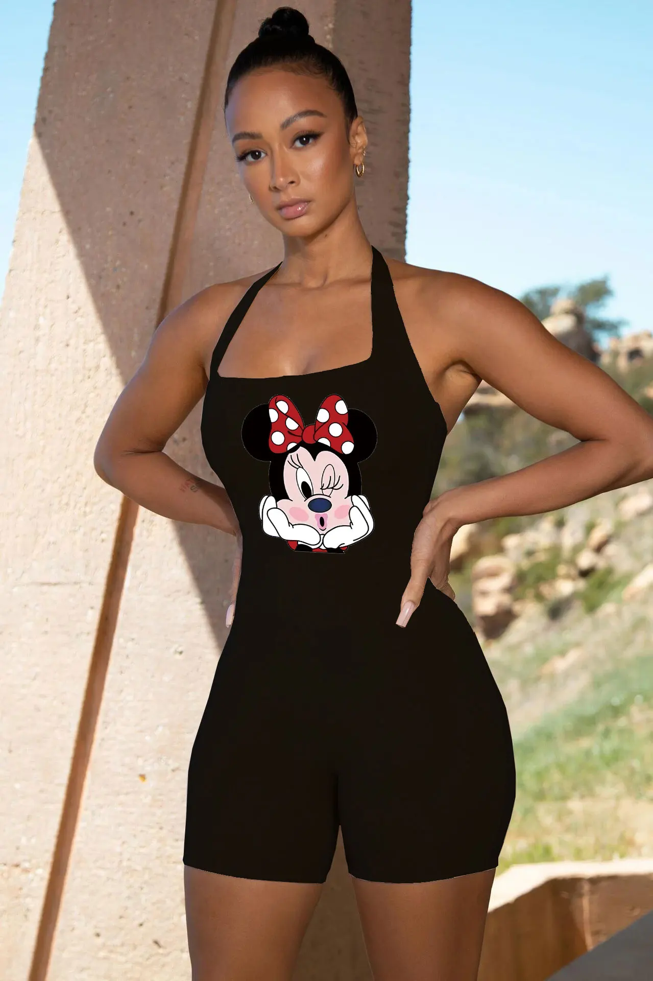 Disney minnie mouse Sleeveless Halter Solid Backless Bodycon Playsuit Autumn summer Women Streetwear Casual Romper Yoga
Disney minnie mouse Sleeveless Halter Solid Backless Bodycon Playsuit Autumn summer Women Streetwear Casual Romper Yoga
