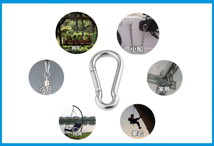 5mm Multifunctional 304 Stainless Steel Spring Snap Carabiner Quick Link Ring Hook snap shackle Chain Fastener Hook
5mm Multifunctional 304 Stainless Steel Spring Snap Carabiner Quick Link Ring Hook snap shackle Chain Fastener Hook