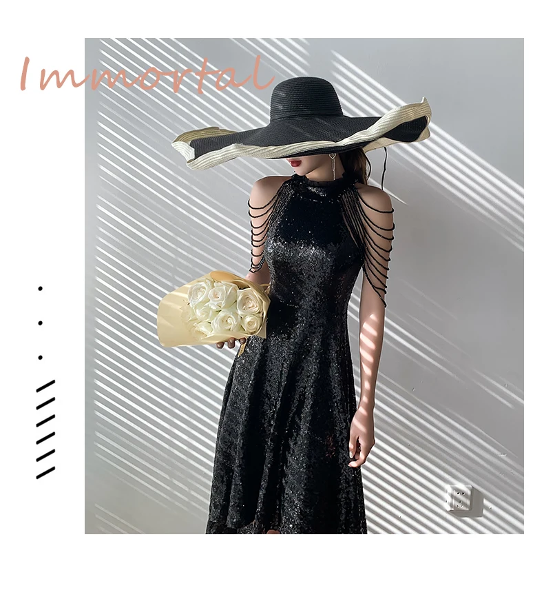 Shoulder tassel high end evening dress women's 2020 new banquet temperament aura queen Sequin Birthday Dress
Shoulder tassel high end evening dress women's 2020 new banquet temperament aura queen Sequin Birthday Dress