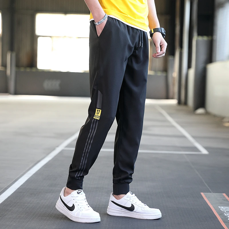 4XL полосатые спортивные брюки для мужчин дышащие мужские с надписью U