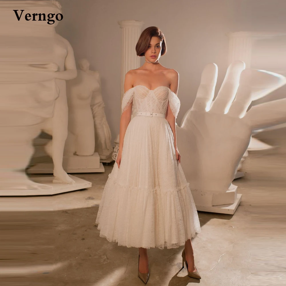 Verngo 2021 Off the Shoulder Lace A Line Wedding Dresses Sweetheart Short Sleeves Tea Length Elegant Bridal Gowns Corset X-Back
Verngo 2021 Off the Shoulder Lace A Line Wedding Dresses Sweetheart Short Sleeves Tea Length Elegant Bridal Gowns Corset X-Back