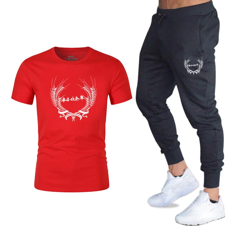 Tracksuit 2021 Men's Casual Fashion Sports Track Suit short-sleeved T-Shirt + Pants Summer Breathable Cotton 2-Piece Sets
Tracksuit 2021 Men's Casual Fashion Sports Track Suit short-sleeved T-Shirt + Pants Summer Breathable Cotton 2-Piece Sets
