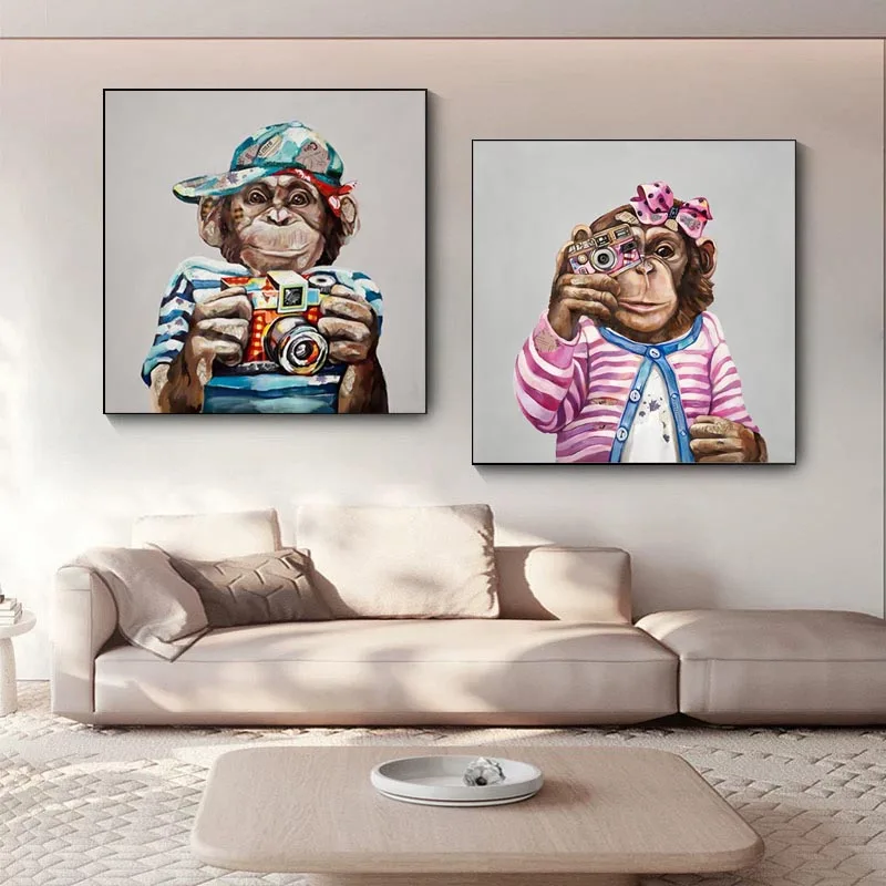 Boy and Girls Monkey Holding Camera Oil Painting on Canvas Abstract Animal Prints Posters Decor Living Room Home Wall Cuadros
Boy and Girls Monkey Holding Camera Oil Painting on Canvas Abstract Animal Prints Posters Decor Living Room Home Wall Cuadros