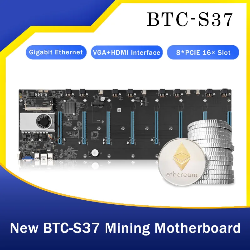 BTC-S37 Mining Motherboard 8 Card Bitcoin Support DDR3 Sodimm Desktop Mainboard SATA3.0 8XPCIE HAMI VGA MSATA 2.0 RJ45 For intel
BTC-S37 Mining Motherboard 8 Card Bitcoin Support DDR3 Sodimm Desktop Mainboard SATA3.0 8XPCIE HAMI VGA MSATA 2.0 RJ45 For intel