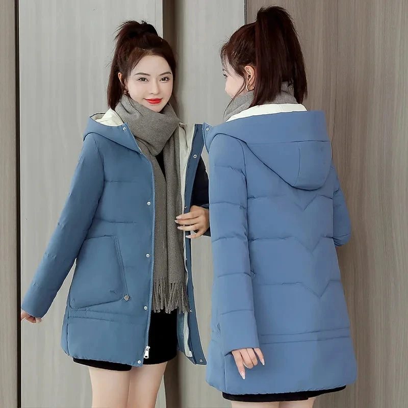 New Down cotton Clothes Women's jackets Autumn Winter Middle long Loose Hooded Thicken Big pocket Ladies Windbreakers Outerwear
New Down cotton Clothes Women's jackets Autumn Winter Middle long Loose Hooded Thicken Big pocket Ladies Windbreakers Outerwear