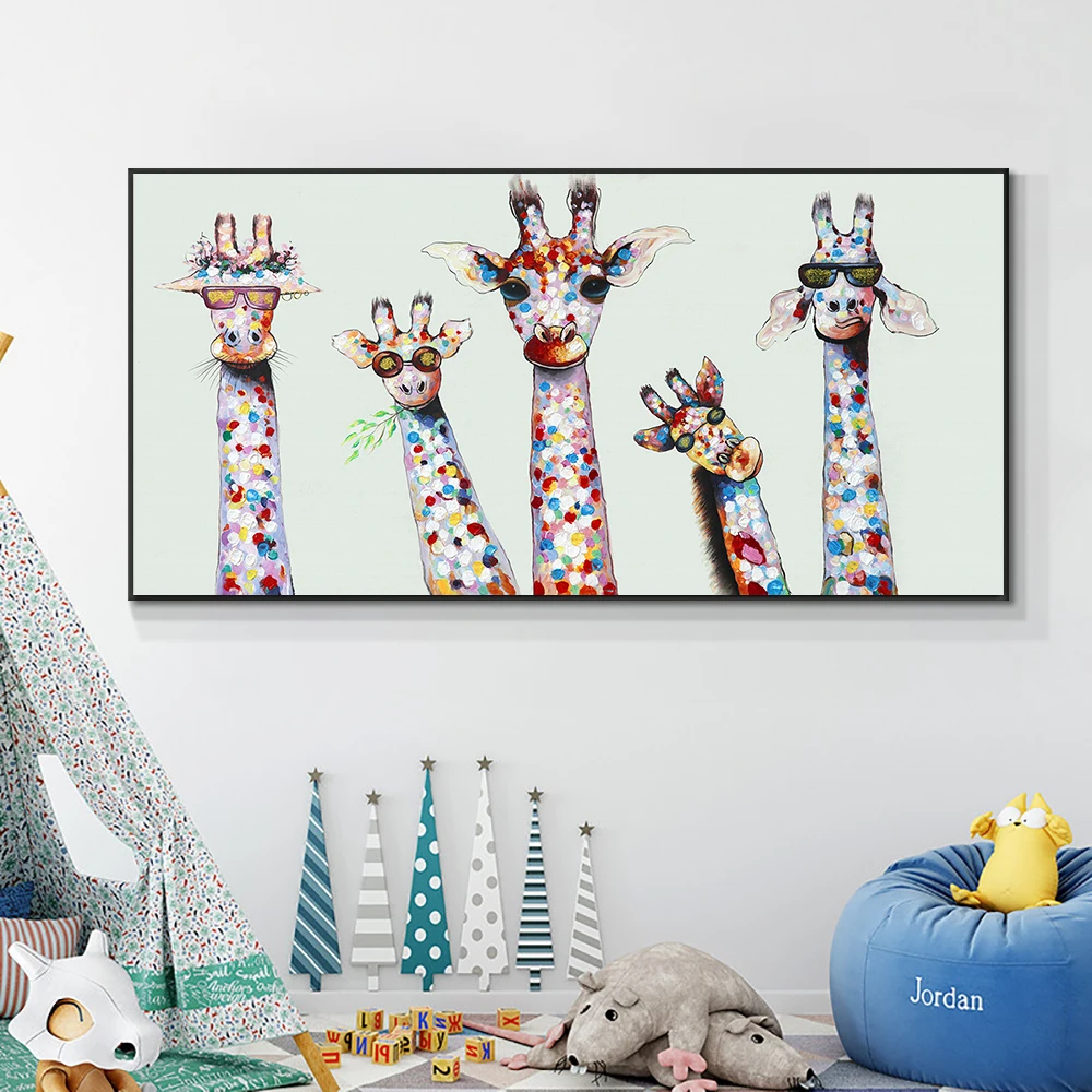 Handmade Oil Painting Cartoon Animal On Canvas Abstract Giraffes Oil Painting Hand Painted Wall Art Children Kids Room Decor
Handmade Oil Painting Cartoon Animal On Canvas Abstract Giraffes Oil Painting Hand Painted Wall Art Children Kids Room Decor