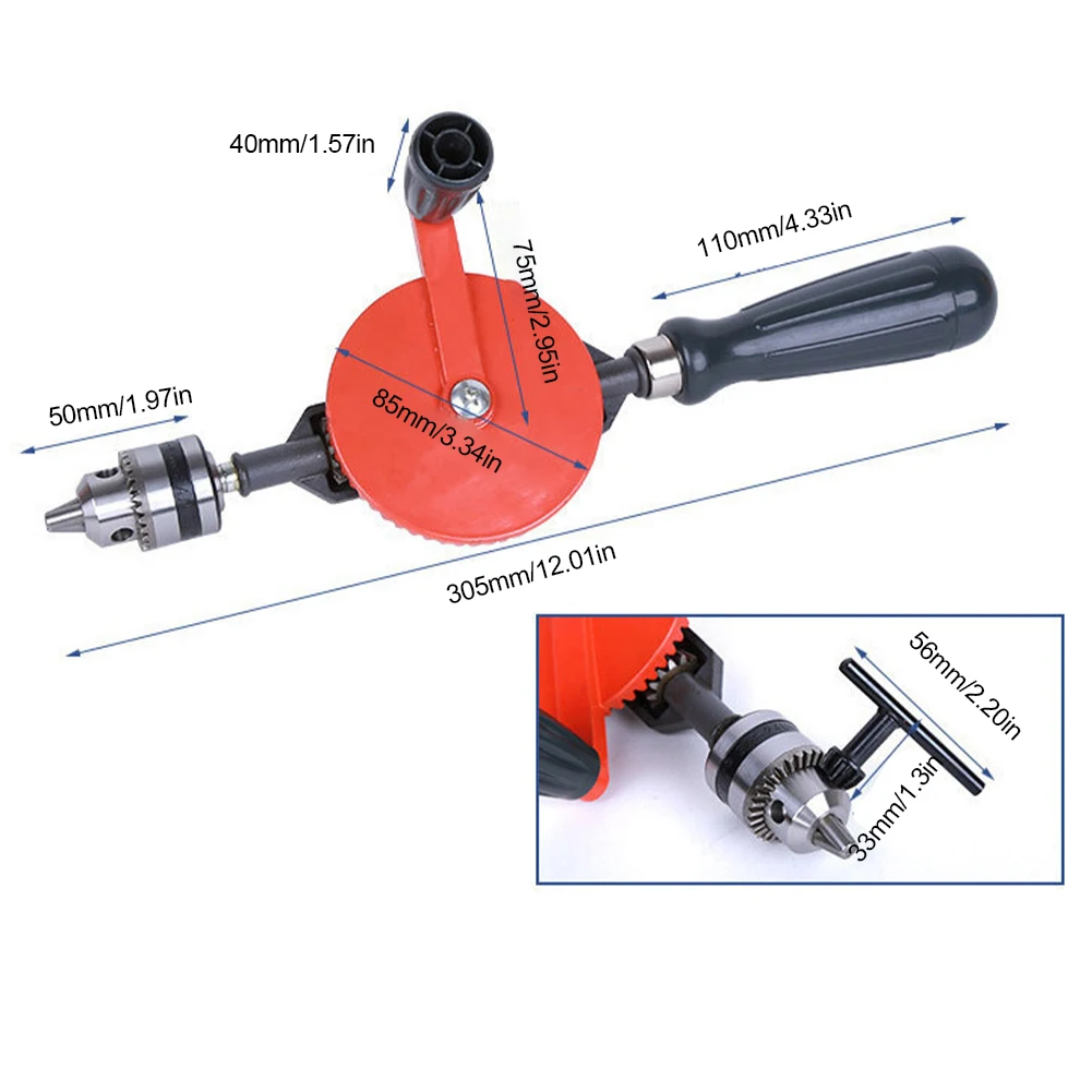 

Crank Hand Drill 3/8inch Multifunctional Hand Drill Household Manual Drill Woodworking Puncher Diy Rotary Hole Tool