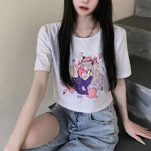 Summer Tide Ins Belly Button T-Shirt Female Korean Version Of Women'S Harajuku Street Cartoon Comic Short T-Shirt Woman 2021
Summer Tide Ins Belly Button T-Shirt Female Korean Version Of Women'S Harajuku Street Cartoon Comic Short T-Shirt Woman 2021