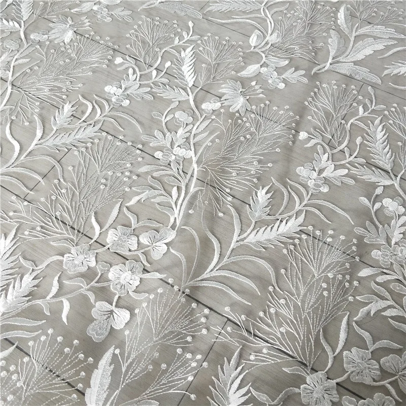 High-End White Mesh Embroidery Lace Fabric Wedding Dress Fabric Designer Fabric By The Yard
High-End White Mesh Embroidery Lace Fabric Wedding Dress Fabric Designer Fabric By The Yard
