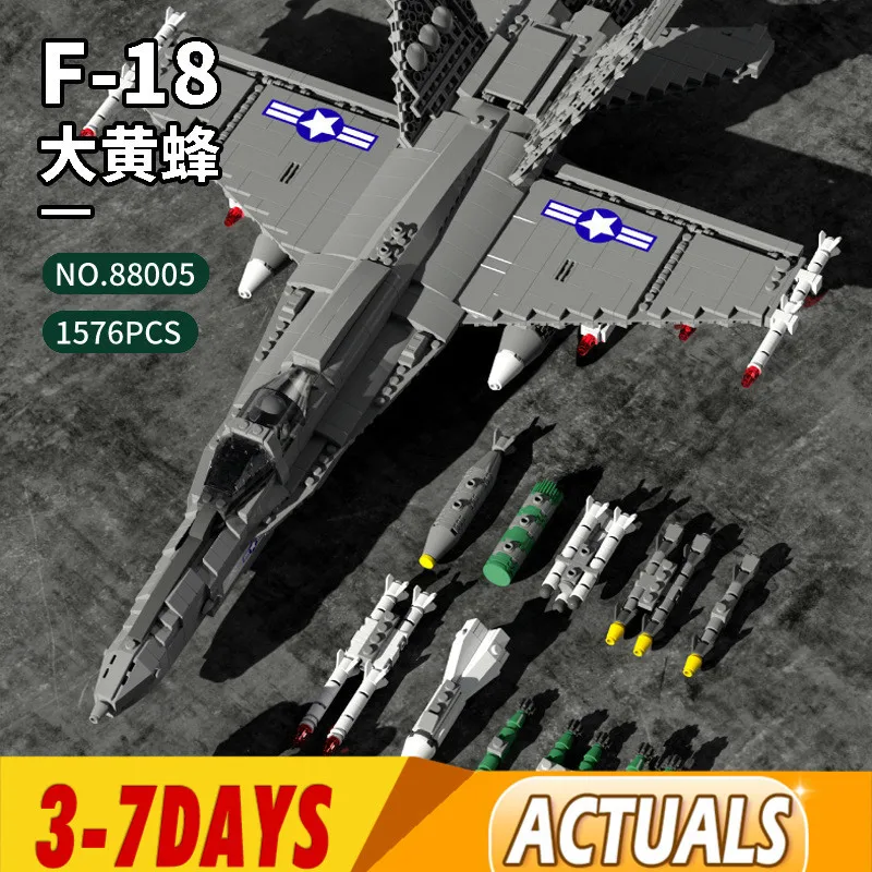 2020 IN Stock NEW 1576Pcs Military Building Blocks 88005 F18 Hornet Fighterr Plane Model Toys for Children Christmas Gifts 
2020 IN Stock NEW 1576Pcs Military Building Blocks 88005 F18 Hornet Fighterr Plane Model Toys for Children Christmas Gifts