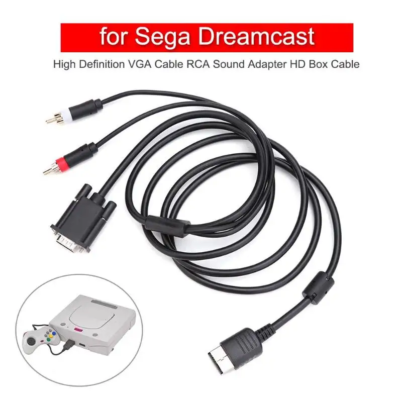 

High Definition VGA Cable RCA Sound Adapter HD Box Cable for Sega Dreamcast Game Accessories Peripheral Parts