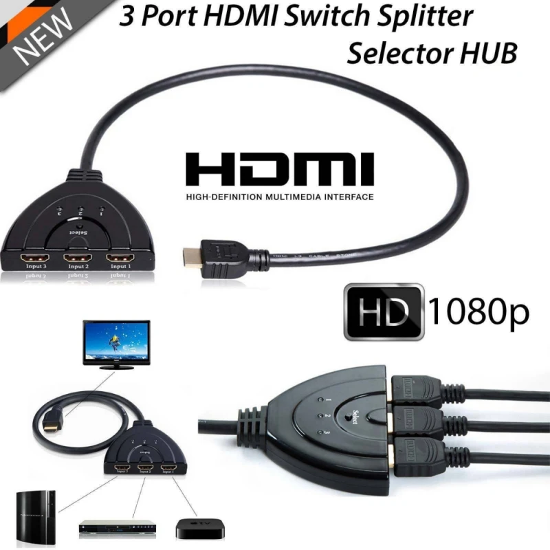 4K 1080P 3 Порты и разъёмы Кабель-разветвитель HDMI мультипереключатель коммутатор