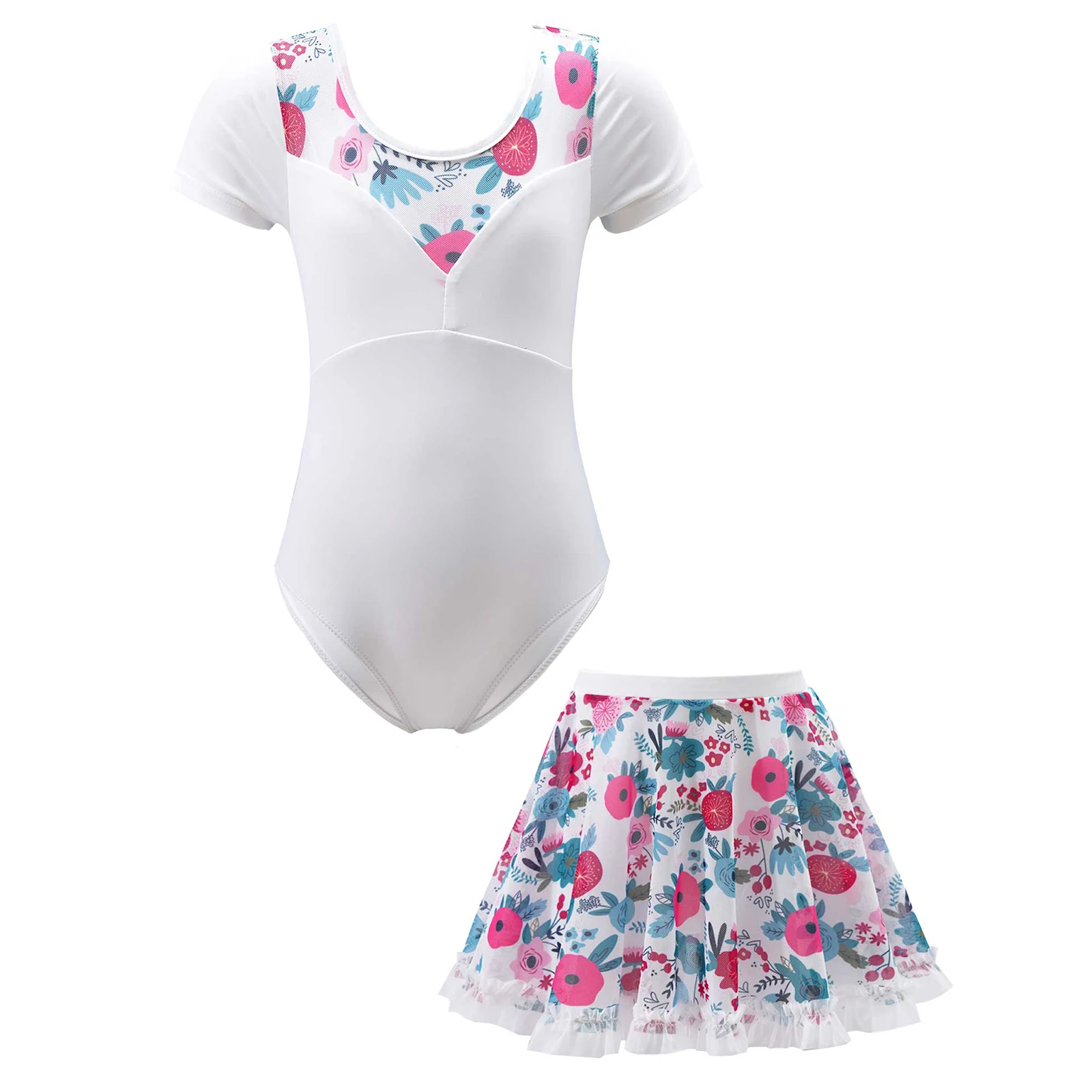 Kids Girls Ballet Dance Dress Outfits Short Sleeves Floral Print Gymnastics Ballet Leotard With Mesh Skirt Set Tutu Dancewear
Kids Girls Ballet Dance Dress Outfits Short Sleeves Floral Print Gymnastics Ballet Leotard With Mesh Skirt Set Tutu Dancewear