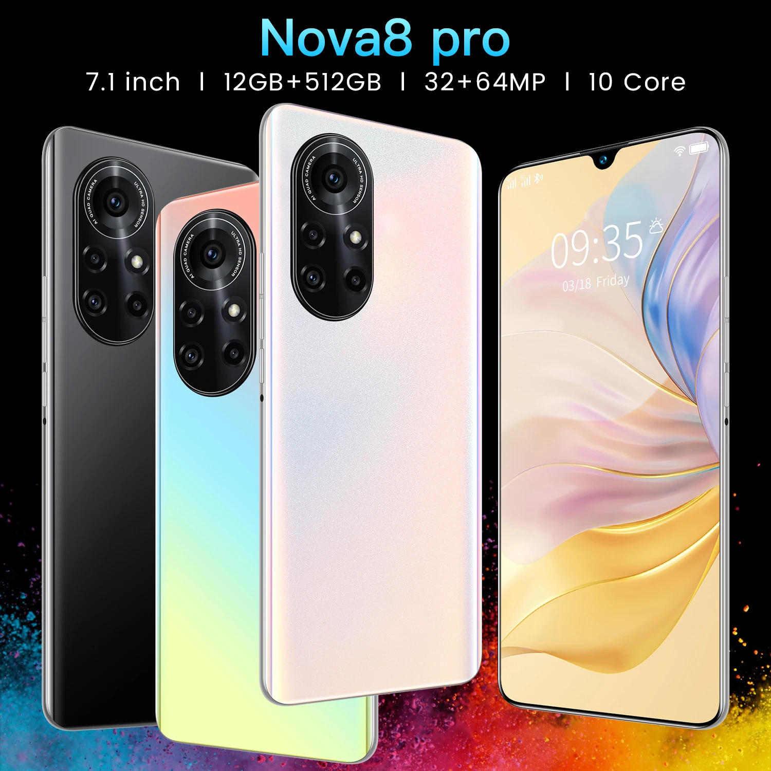 2021 New Global Version Nova8 Pro 7.1 Inch Smartphone Full Screen 6800mAh 12+512GB 32+64MP Face ID Fingerprint ID 5G Mobilephone
2021 New Global Version Nova8 Pro 7.1 Inch Smartphone Full Screen 6800mAh 12+512GB 32+64MP Face ID Fingerprint ID 5G Mobilephone