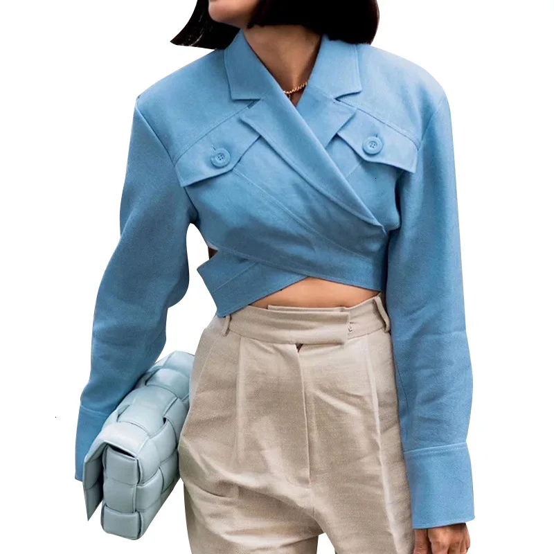 Chic Solid Sexy Criss-Cross Crop Blazers for Women Long Sleeve Hollow Out Backless Silm All-match Coats 2021 Spring New Tops
Chic Solid Sexy Criss-Cross Crop Blazers for Women Long Sleeve Hollow Out Backless Silm All-match Coats 2021 Spring New Tops
