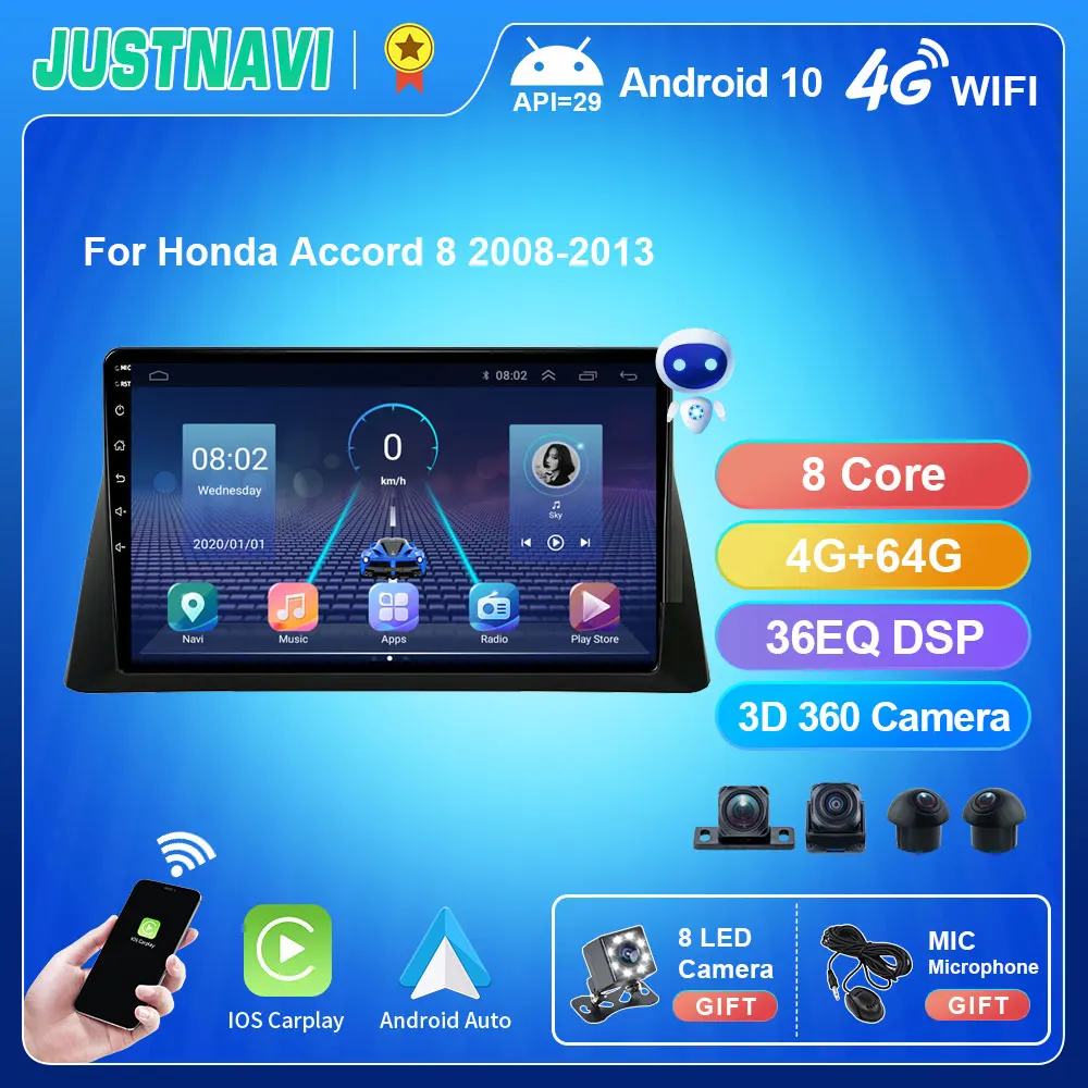 Автомагнитола JUSTANVI Android 9,0 для Honda Accord 8 2008-2013, навигация GPS, 4G, Wi-Fi, DSP, мультимедийный плеер 1280*720P, без DVD, 2din
Автомагнитола JUSTANVI Android 9,0 для Honda Accord 8 2008-2013, навигация GPS, 4G, Wi-Fi, DSP, мультимедийный плеер 1280*720P, без DVD, 2din