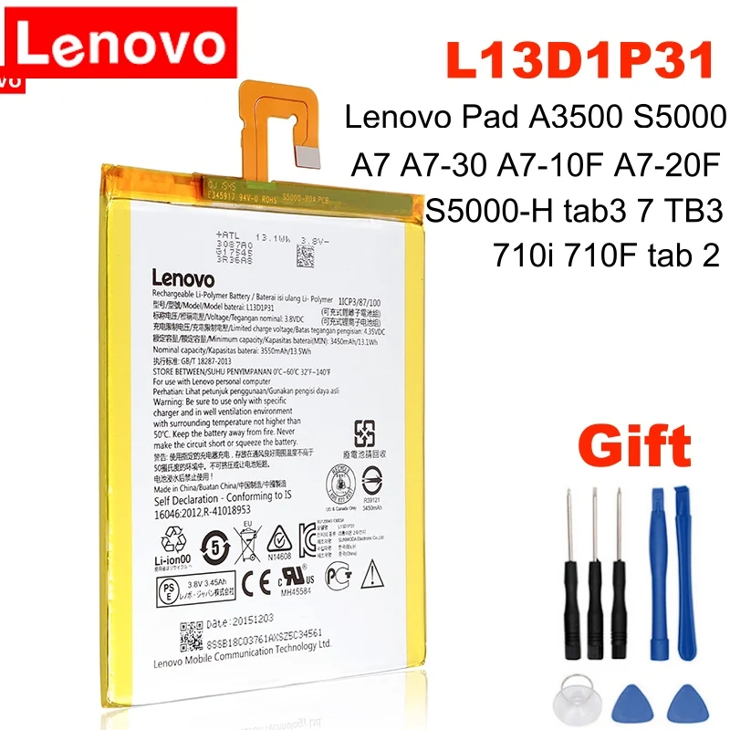 Новый оригинальный L13D1P31 батарея для Lenovo Pad A3500 S5000 S5000-H tab3 7 TB3 710i 710F tab 2 A7 A7-30 A7-10F A7-20F |