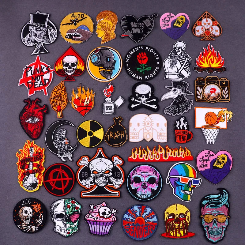 Punk Skull Flame Iron On Patches For Clothing Stickers Embroidered Patches On Clothes Rock Biker Patches For Backpack Badges DIY 
Punk Skull Flame Iron On Patches For Clothing Stickers Embroidered Patches On Clothes Rock Biker Patches For Backpack Badges DIY