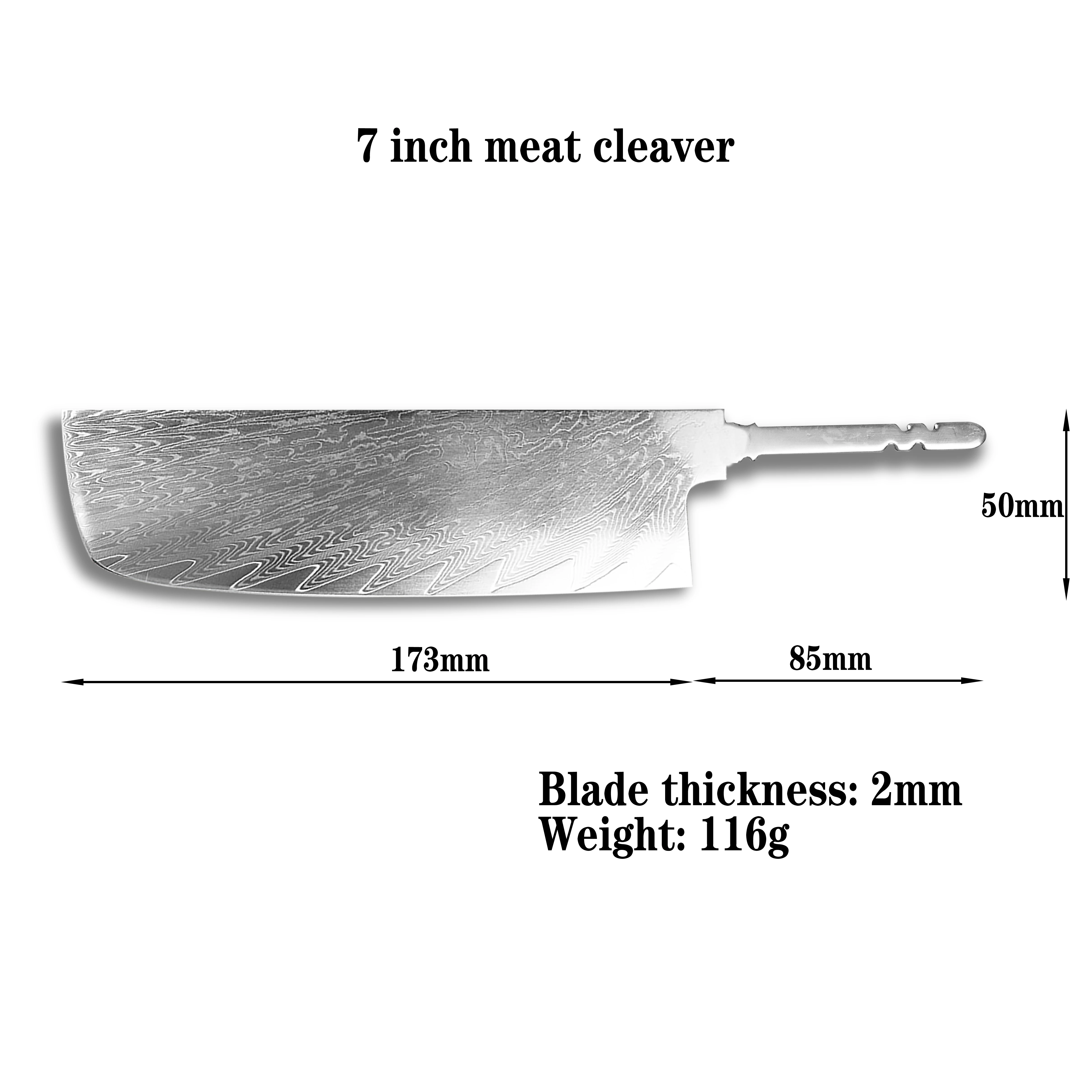 DIY VG10 Sharp 7-inch Chef Knife Blank Damascus Steel Knife Blade Meat Cleaver Semi-finished Steel Billet Japanese Kitchen Knife 
DIY VG10 Sharp 7-inch Chef Knife Blank Damascus Steel Knife Blade Meat Cleaver Semi-finished Steel Billet Japanese Kitchen Knife