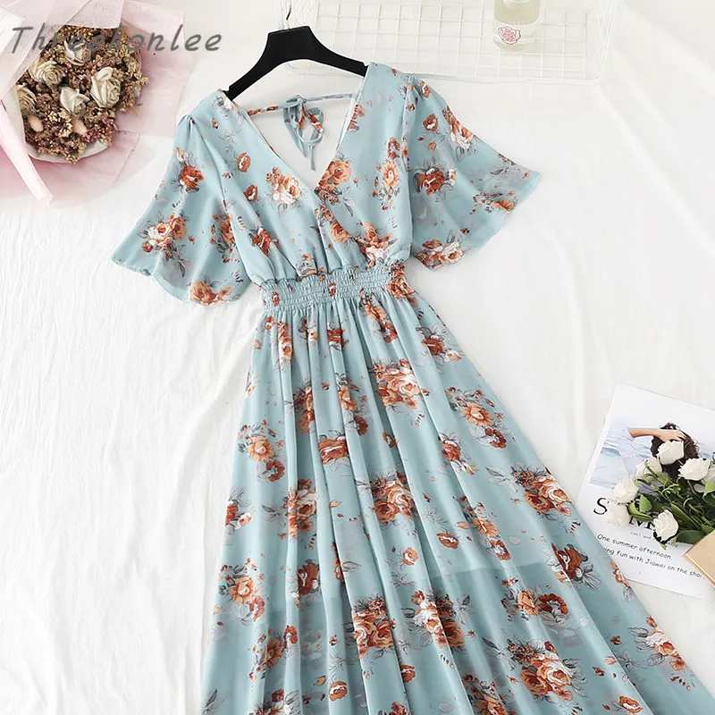 2021 Summer New Women Dress Bohemian Sexy Floral V-neck A-Line Short Sleeves Chiffon Dresses Vintage Print Long Dress Vestidos
2021 Summer New Women Dress Bohemian Sexy Floral V-neck A-Line Short Sleeves Chiffon Dresses Vintage Print Long Dress Vestidos