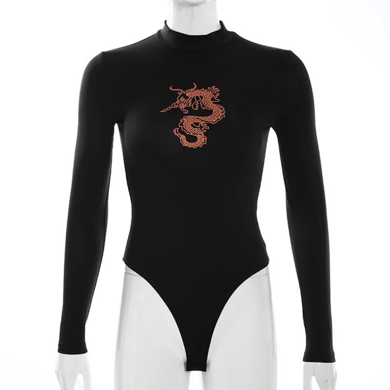 Dragon Printed Long Sleeve Bodysuit Women Sexy Black Bodycon Romper Bodysuits Spring Autumn Turtleneck Streetwear Bodysuit
Dragon Printed Long Sleeve Bodysuit Women Sexy Black Bodycon Romper Bodysuits Spring Autumn Turtleneck Streetwear Bodysuit