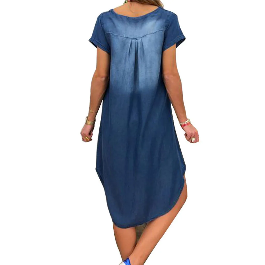New Women's Casual V Neck Denim Long Party Dresses Summer Short Sleeve Swing Dress Denim Dress Casual V-neck Sexy Party Dresses 
New Women's Casual V Neck Denim Long Party Dresses Summer Short Sleeve Swing Dress Denim Dress Casual V-neck Sexy Party Dresses