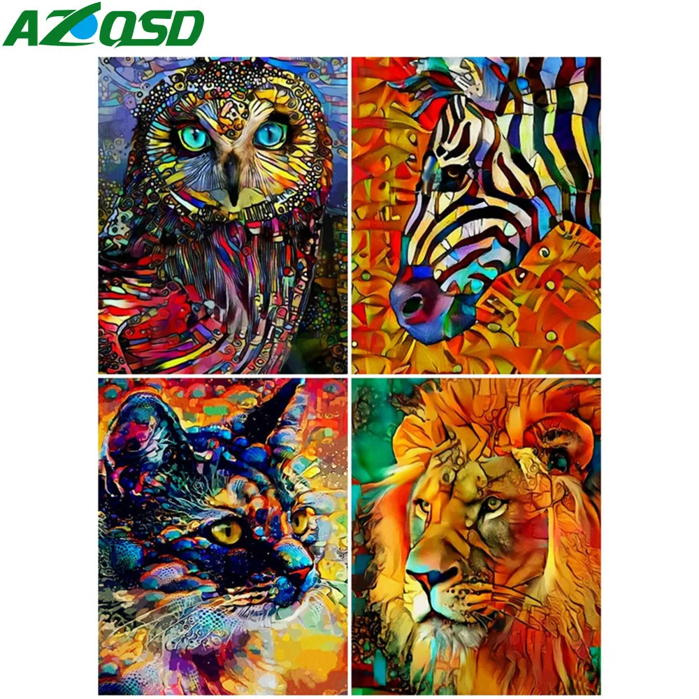 

Картина AZQSD по номерам, Рисунок совы на холсте, рамка «сделай сам», рисование по номерам, наборы животных, современное настенное искусство, п...
