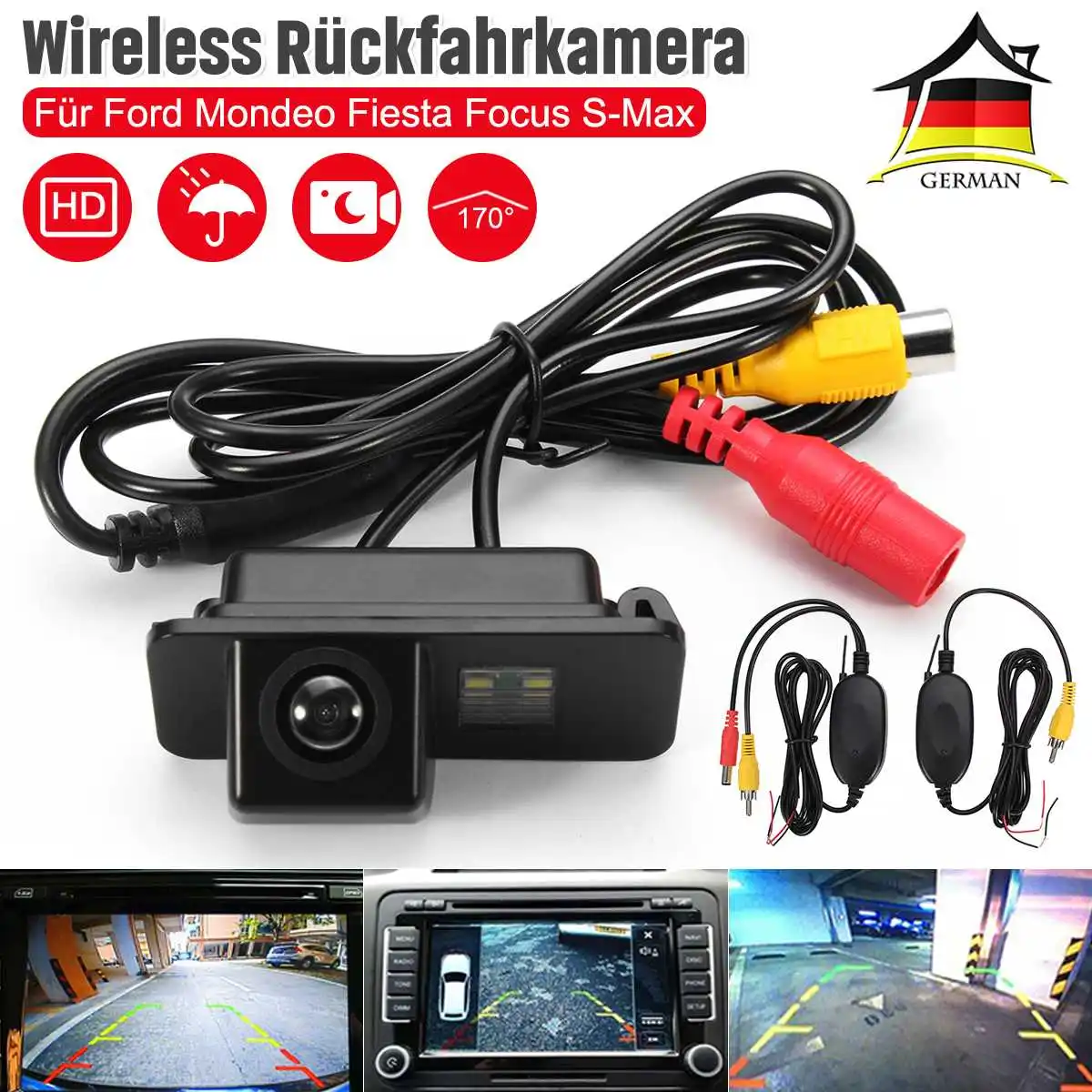Wireless Car CCD Rear View Camera Reverse Parking for Ford Mondeo Fiesta for Focus S-Max Kuga Facelift
Wireless Car CCD Rear View Camera Reverse Parking for Ford Mondeo Fiesta for Focus S-Max Kuga Facelift